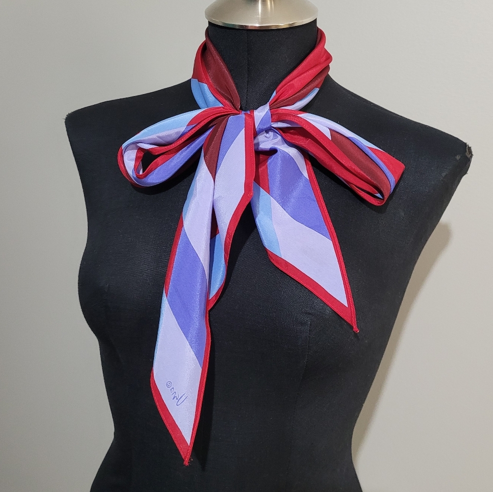 Vintage Maroon and Blue Vera Neumann Scarf